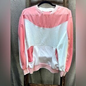 Vintage 70’s pastel pink & white top by Main Event size L